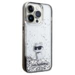 Karl Lagerfeld KLHCP14LLKCNSK Transparent Hardcase Liquid Glitter Choupette iPhone 14 Pro Tok