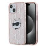 Karl Lagerfeld KLHCP14SHKLPCHP Pink Hardcase IML Choupette Head & Mon iPhone 13/14/15 Tok