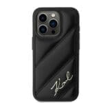Karl Lagerfeld KLHCP15LPQDSMGK Black Hardcase Diagonal Quilted Script iPhone 15 Pro Tok
