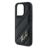 Karl Lagerfeld KLHCP15LPQDSMGK Black Hardcase Diagonal Quilted Script iPhone 15 Pro Tok