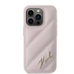 Karl Lagerfeld KLHCP15LPQDSMGP Pink Hardcase Diagonal Quilted Script iPhone 15 Pro Tok