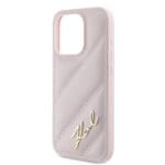 Karl Lagerfeld KLHCP15LPQDSMGP Pink Hardcase Diagonal Quilted Script iPhone 15 Pro Tok