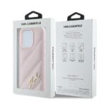 Karl Lagerfeld KLHCP15LPQDSMGP Pink Hardcase Diagonal Quilted Script iPhone 15 Pro Tok