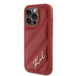 Karl Lagerfeld KLHCP15LPQDSMGR Red Hardcase Diagonal Quilted Script iPhone 15 Pro Tok