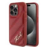 Karl Lagerfeld KLHCP15LPQDSMGR Red Hardcase Diagonal Quilted Script iPhone 15 Pro Tok