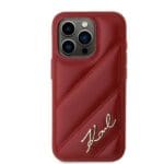 Karl Lagerfeld KLHCP15LPQDSMGR Red Hardcase Diagonal Quilted Script iPhone 15 Pro Tok