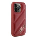 Karl Lagerfeld KLHCP15LPQDSMGR Red Hardcase Diagonal Quilted Script iPhone 15 Pro Tok