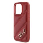 Karl Lagerfeld KLHCP15LPQDSMGR Red Hardcase Diagonal Quilted Script iPhone 15 Pro Tok