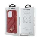 Karl Lagerfeld KLHCP15LPQDSMGR Red Hardcase Diagonal Quilted Script iPhone 15 Pro Tok