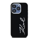 Karl Lagerfeld KLHCP15LSCMSMVK Black Hardcase Silicone Metal Script Logo iPhone 15 Pro Tok