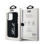 Karl Lagerfeld KLHCP15LSCMSMVK Black Hardcase Silicone Metal Script Logo iPhone 15 Pro Tok