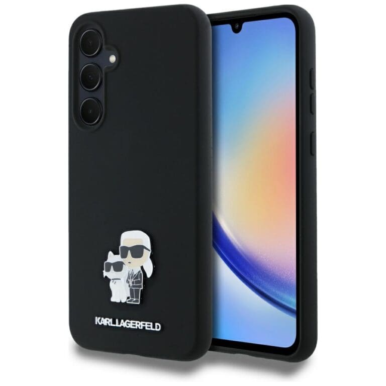Karl Lagerfeld KLHCSSMHKCNPK 6 Hardcase Black Silicone Karl&Choupette Metal Pin Samsung Galaxy A35 5G Tok