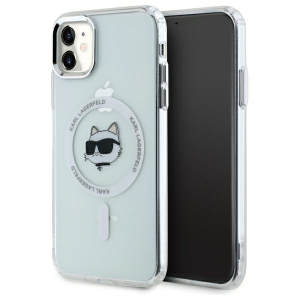 Karl Lagerfeld KLHMN61HLSCHH White Hardcase IML Metal Choupette Head MagSafe iPhone 11/XR Tok