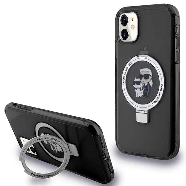 Karl Lagerfeld KLHMN61HMRSKCK Black Hardcase Ring Stand Karl&Choupettte MagSafe iPhone 11/XR Tok