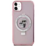 Karl Lagerfeld KLHMN61HMRSKCP Pink Hardcase Ring Stand Karl&Choupettte MagSafe iPhone 11/XR Tok