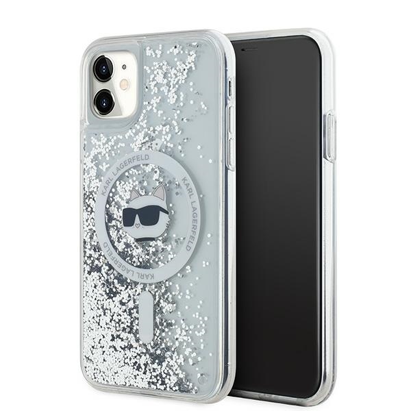 Karl Lagerfeld KLHMN61LGCHSGH Hardcase Transparent Liquid Glitter Choupette Head iPhone 11/XR Tok