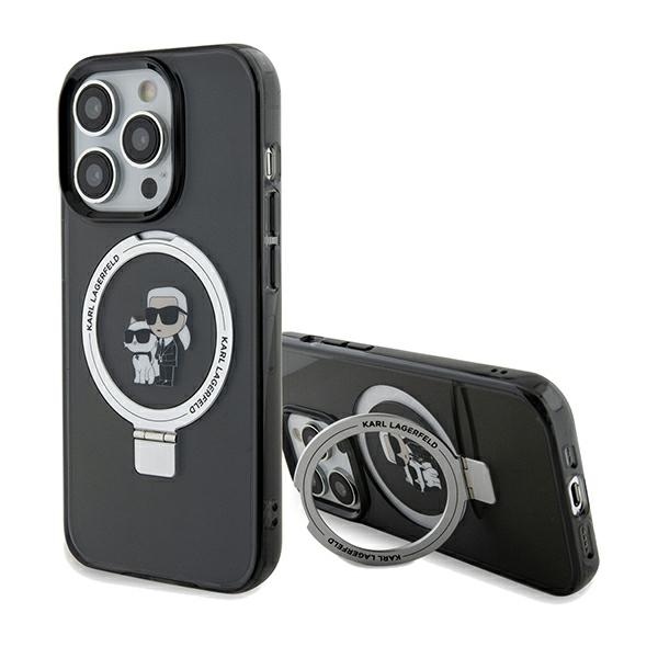 Karl Lagerfeld KLHMP13XHMRSKCK Black Hardcase Ring Stand Karl&Choupettt iPhone 13 Pro Max Tok