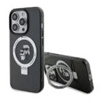 Karl Lagerfeld KLHMP14LHMRSKCK Black Hardcase Ring Stand Karl&Choupettte MagSafe iPhone 14 Pro Tok