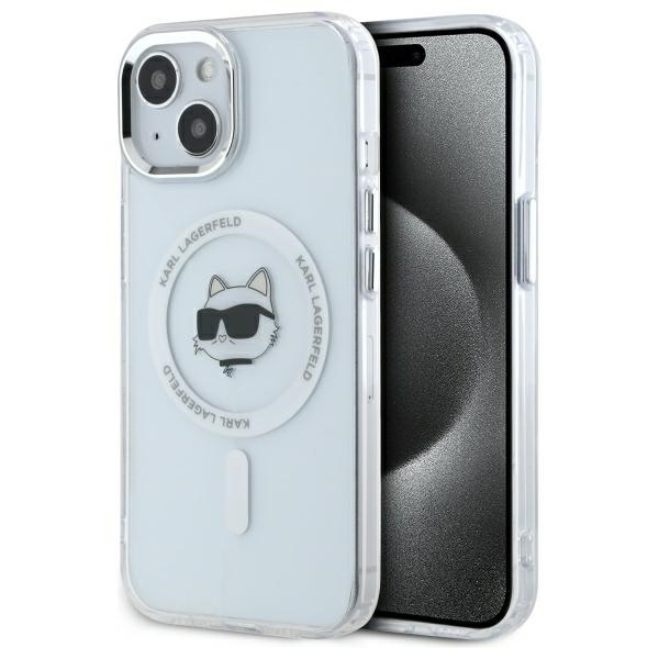 Karl Lagerfeld KLHMP15MHLSCHH White Hardcase IML Metal Choupette Head MagSafe iPhone 15 Plus Tok