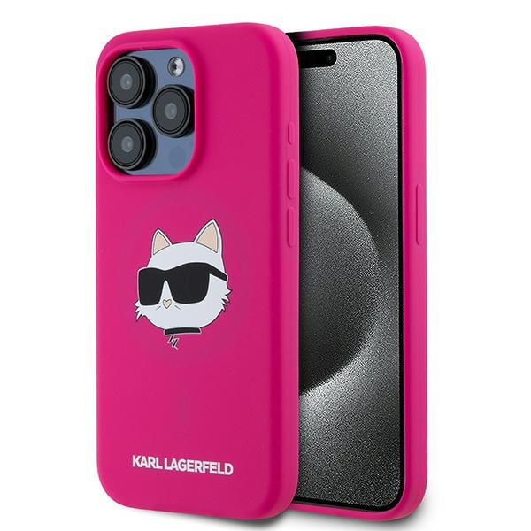Karl Lagerfeld KLHMP15XSCHPPLF Fuschia Hardcase Silicone Choupette Head iPhone 15 Pro Max Tok