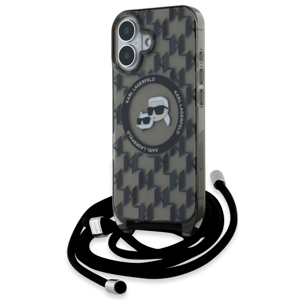 Karl Lagerfeld KLHMP16SHCKCKLCK Black Hardcase IML Crossbody Monogram Karl & & Chou iPhone 16 Tok