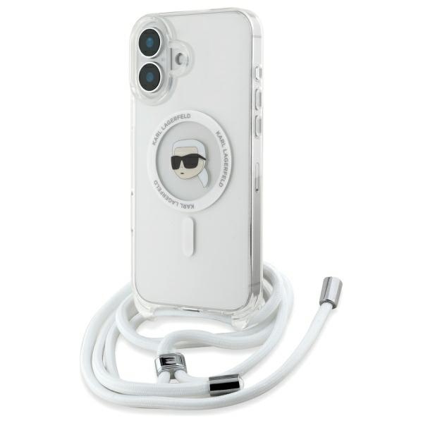 Karl Lagerfeld KLHMP16SHCKHNT Hardcase Transparent Crossbody IML Karl Head MagSafe iPhone 16 Tok