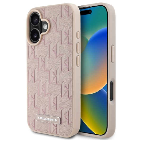 Karl Lagerfeld KLHMP16SPKHPORPP Pink Hardcase Hot Stamp MagSafe iPhone 16 Tok