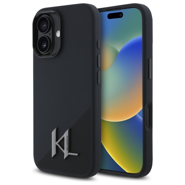 Karl Lagerfeld KLHMP16SSCMKMPCK Black Hardcase Silicone Shadow Metal Initial iPhone 16 Tok