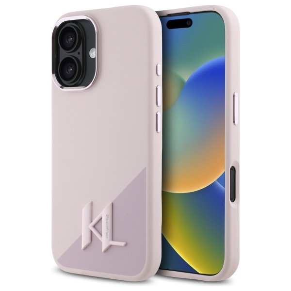 Karl Lagerfeld KLHMP16SSCMKMPCP Pink Hardcase Silicone Shadow Metal Initial iPhone 16 Tok