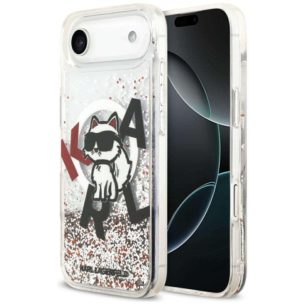 Karl Lagerfeld Liquid Glitter Choupette Logo MagSafe Clear iPhone 17 Air Tok