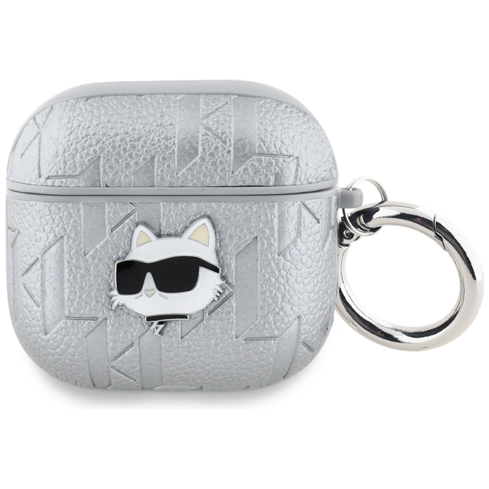 Karl Lagerfeld Monogram Choupette Head Silver AirPods 4 Tok