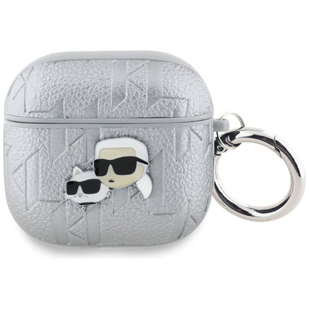 Karl Lagerfeld Monogram Karl & Choupette Head Silver AirPods 4 Tok