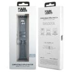 Karl Lagerfeld Pasek KLAWMOKHG Apple Watch SE/11/10/9/8/7/6/5/4/3 (42/41/40/38mm) Silver strap Saffiano Karl Heads