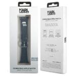 Karl Lagerfeld Pasek KLAWMOKHK Apple Watch SE/11/10/9/8/7/6/5/4/3 (42/41/40/38mm) Black Strap Saffiano Karl Heads