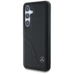 Mercedes Leather Curved Stitches Black Samsung Galaxy S25 Tok