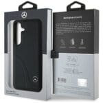 Mercedes Leather Curved Stitches Black Samsung Galaxy S25 Tok