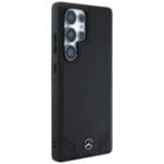 Mercedes Leather Curved Stitches Black Samsung Galaxy S25 Ultra Tok