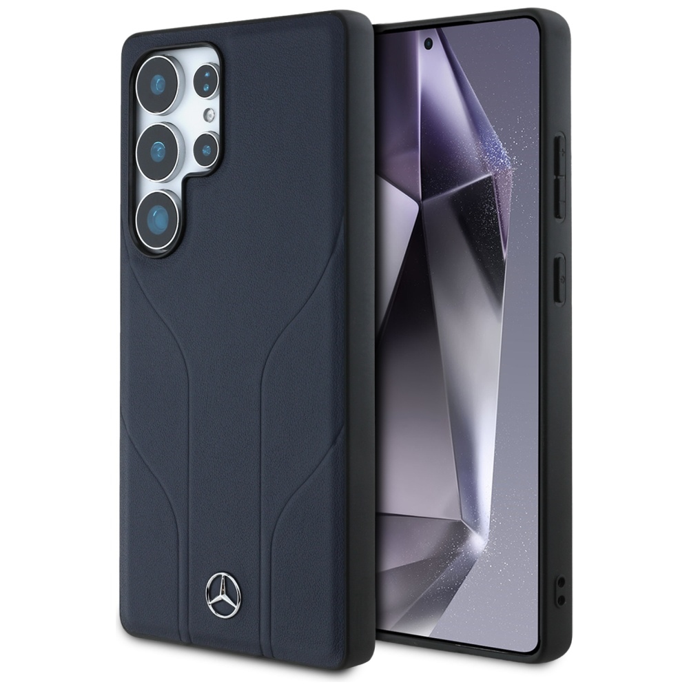 Mercedes Leather Debossed Lines MagSafe blue Samsung Galaxy S25 Ultra Tok