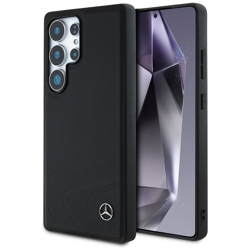 Mercedes Leather Horizontal Debossed Curves MagSafe Black Samsung Galaxy S25 Ultra Tok
