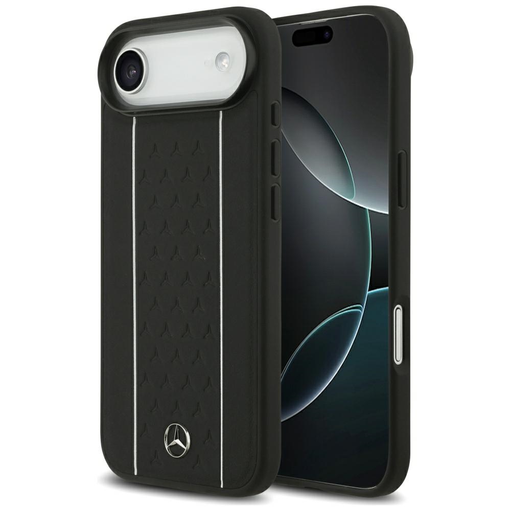 Mercedes Leather Star Pattern Stripes MagSafe Black iPhone 17 Air Tok