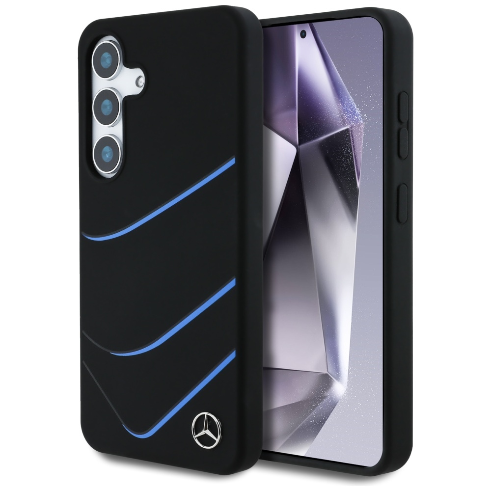 Mercedes Silicone Contrasted Curves MagSafe Black Samsung Galaxy S25 Tok