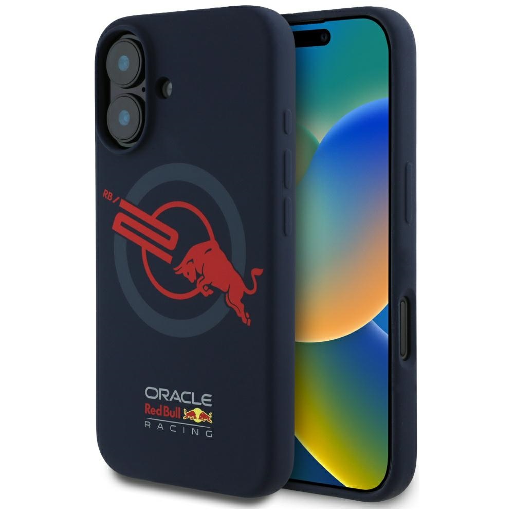 Red Bull HC Silicone ORBR20 Logo Red Lining to MagSafe Navy Blue iPhone 16 Tok