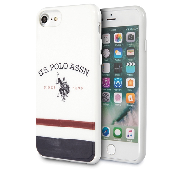US Polo USHCI8PCSTRB White Tricolor Pattern Collection iPhone 7/8/SE 2020/SE 2022 Tok