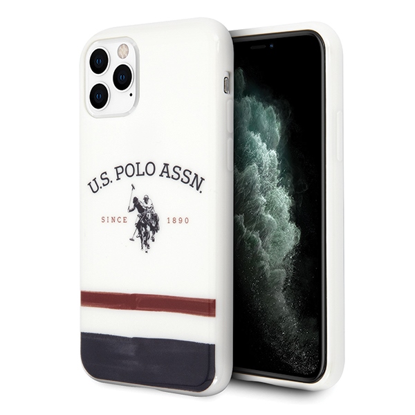 US Polo USHCN65PCSTRB White Tricolor Pattern Collection iPhone 11 Pro Max Tok