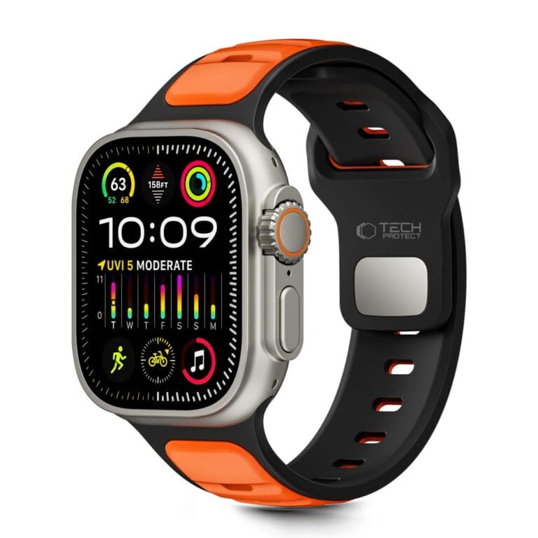 Tech-Protect Iconband Line Apple Watch SE/11/10/9/8/7/6/5/4/3/Ultra 1/2/3 (44/45/46/49mm) Black/Orange