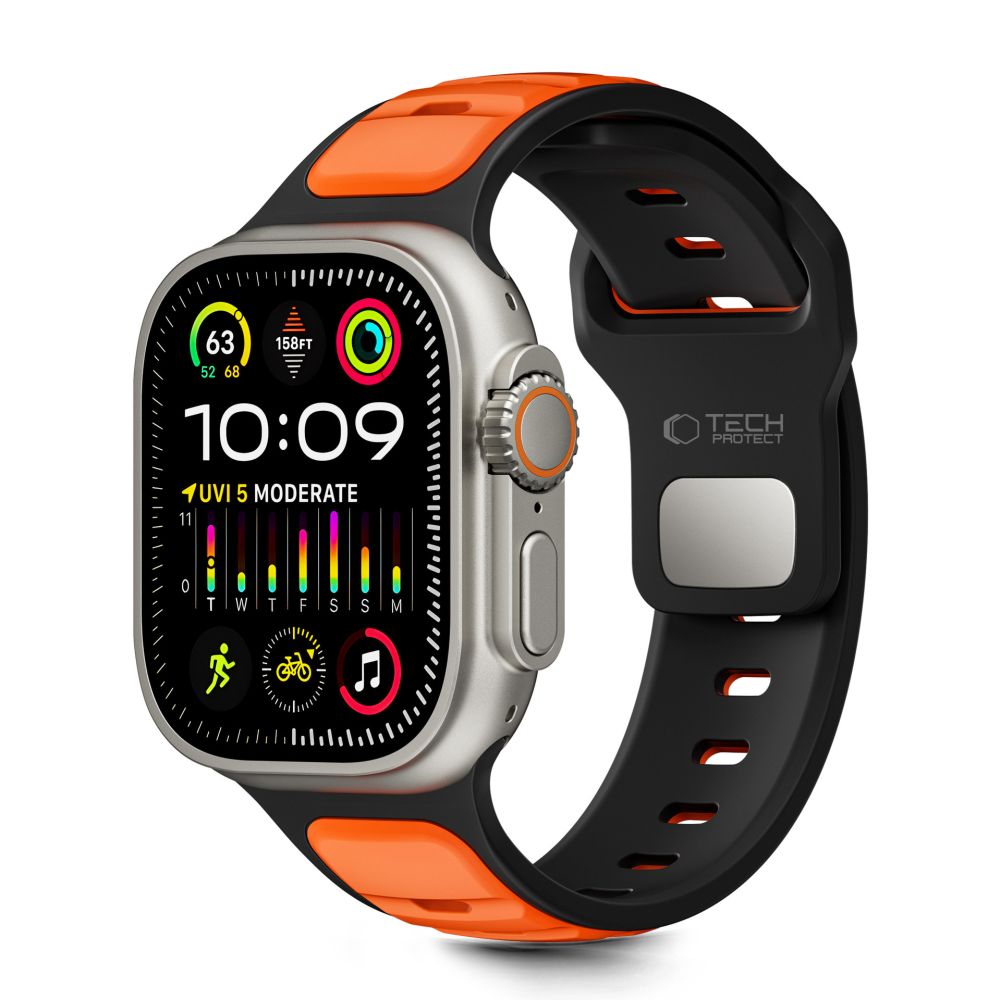 Tech-Protect Iconband Line Apple Watch SE/11/10/9/8/7/6/5/4/3/Ultra 1/2/3 (44/45/46/49mm) Black/Orange