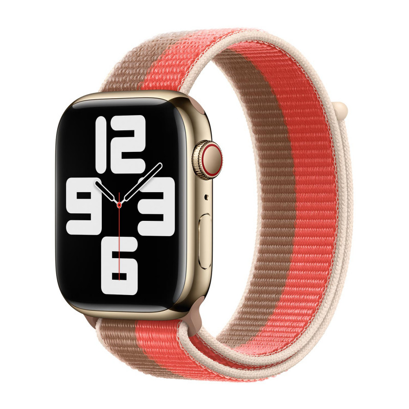 Apple Strap Apple Watch Ml303Am/A Sport Loop SE/11/10/9/8/7/6/5/4/3/Ultra 1/2/3 (44/45/46/49mm)Pink Pomelo/Tan Original Seal
