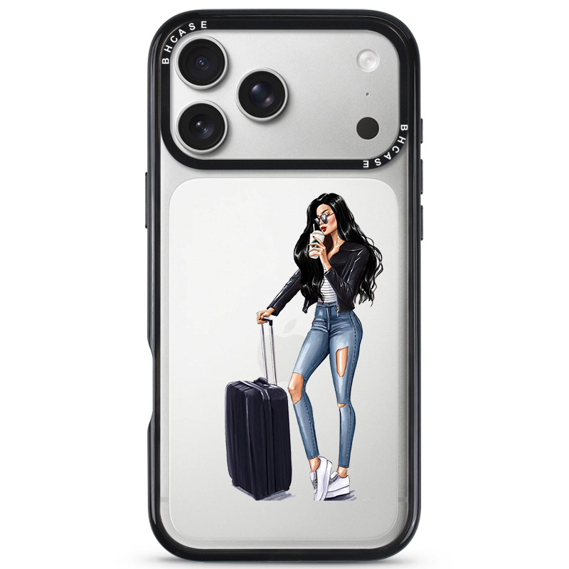 Woman Black Haired With Baggage iPhone 17 Pro Tok