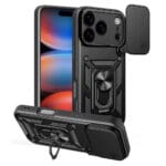 Hybrid Armor Camshield With Stand And Camera Cover Black iPhone 17 Pro Tok