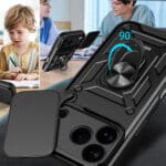 Hybrid Armor Camshield With Stand And Camera Cover Black iPhone 17 Pro Tok